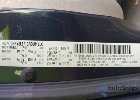 2014 Chrysler Town & Country Touring z USA, uszkodzony, nr VIN 2C4RC1BG5ER434331